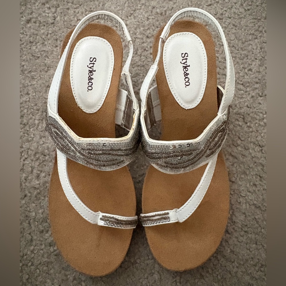 Style&Co. white sandals with beading. Size 6M